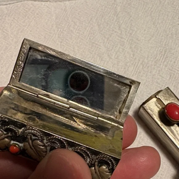 Vintage Silver and Red Lipstick Holder - Picture 2 of 10